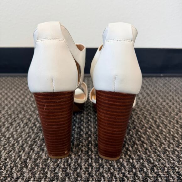 Franco Sarto Womens White Leather Myriad Zip Platform Sandals Block Heel Size 11 - Picture 6 of 10